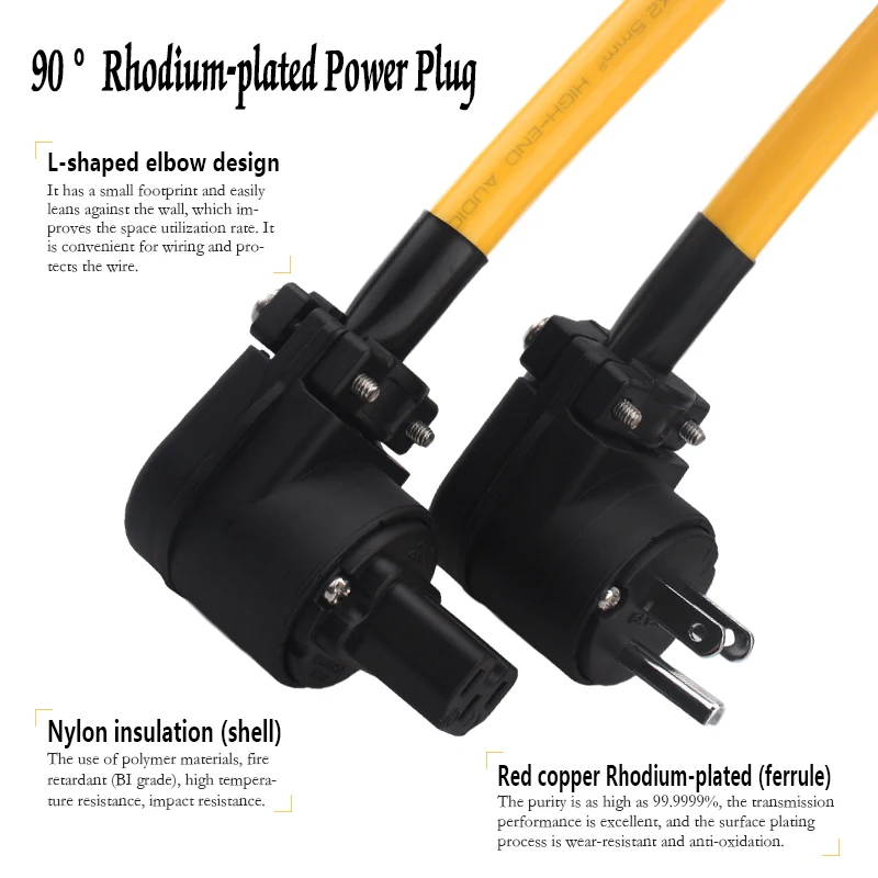 Серый Рыцарь 90-х ° Прямоугольный Hi-Fi OCC аудио кабель питания усилитель декодер