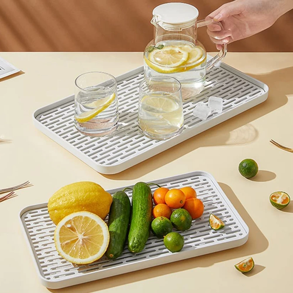 

Kitchen Drain Tray Double Layer Dish Drainer Fruit Vegetable Water Drain Racks Washing Drying Rack Serving Plate Detachable Stor