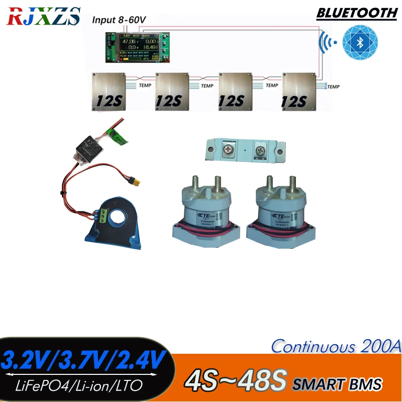 4S-48S 200A Smart YL DIY BMS LiFePO4 Li-Ion LTO с реле Bluetooth-совместимый приложение монитор солнечная
