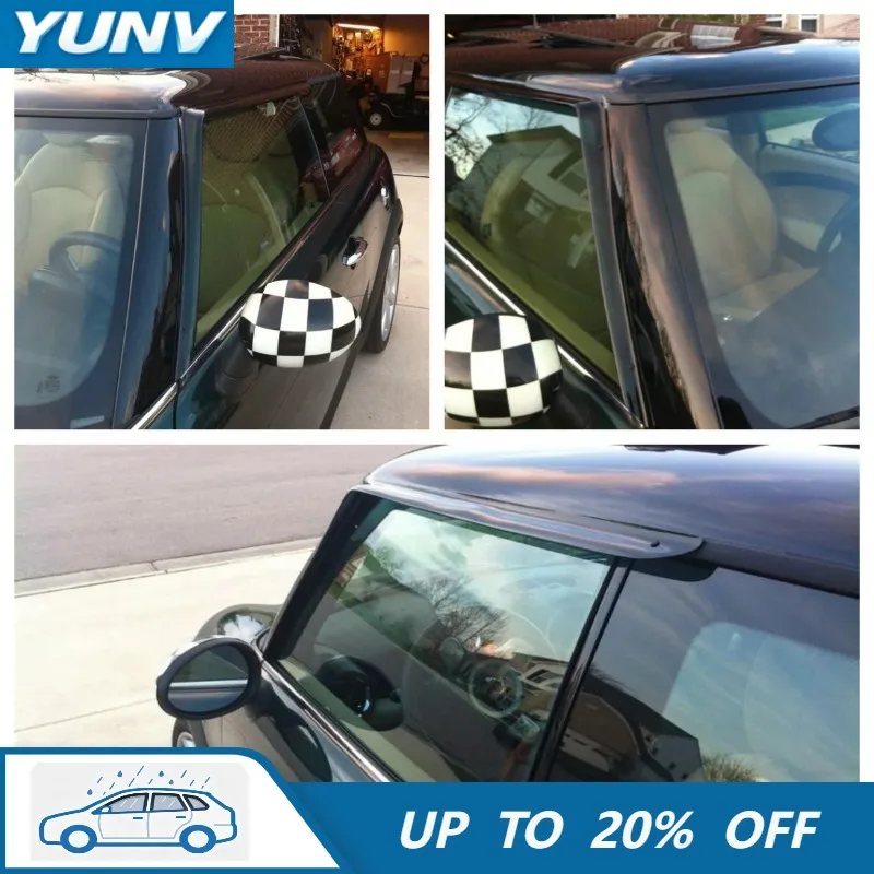 Фото Дефлекторы окон YUNV для MINI COOPER R50 R53 COOPER 2002-2006, защита от дождя, боковые вентиляционные дефлекторы, накладные, внешнее крепление. №1