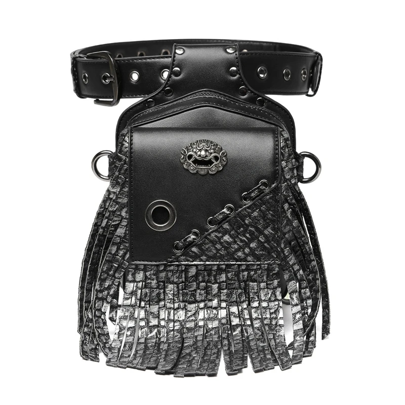 

Steampunk Waist Bag Fanny Pack Gothic Tassel Leather Shoulder Crossbody Bags