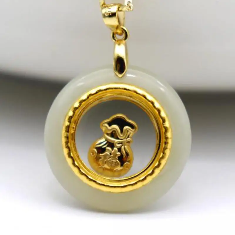 

Ожерелье из натурального нефрита 24 К золота, модное круговое поворотное ожерелье из халцедона, Женские Ювелирные изделия