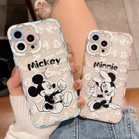 disney mickey minnie cartoon soft phone cases for iphone 13 12 11 pro max xr xs max 8 x 7 se 2020 couple anti drop cover gifts