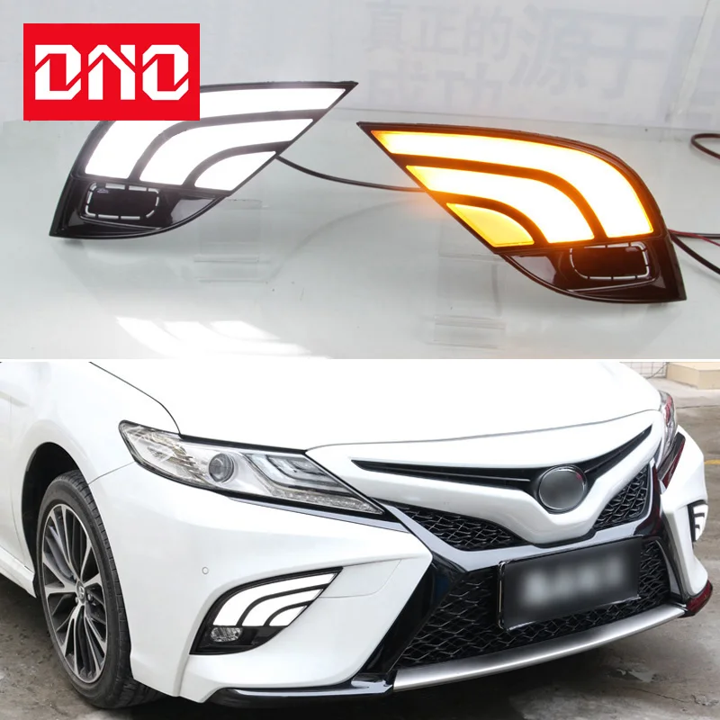 

DNO Car LED DRL Daylights For Toyota Camry XSE SE 2018 2019 Dynamic Yellow Turn Signal Daytime Running Light