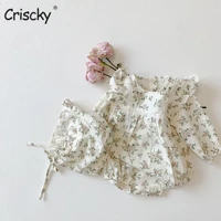 criscky baby spring clothing infant newborn baby girls bodysuit lace floral clothes outfit o neck baby jumpsuit playsuit
