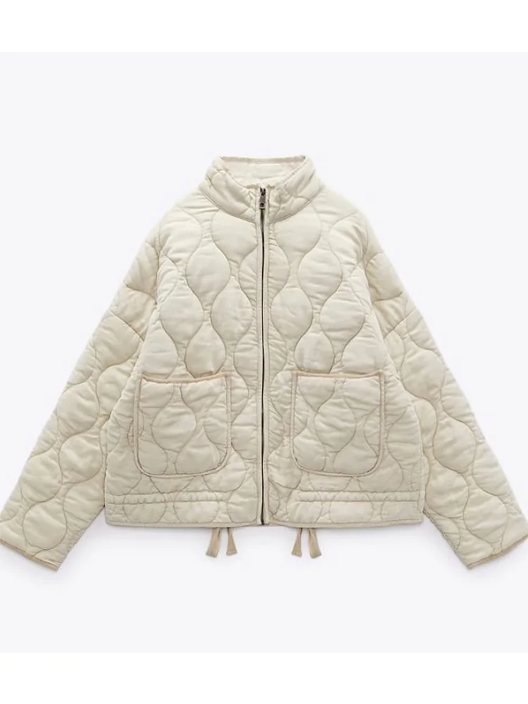 

Женское зимнее пальто на завязках, теплое хлопковое пальто с карманами, винтажная верхняя одежда на молнии с длинным рукавом, 2023