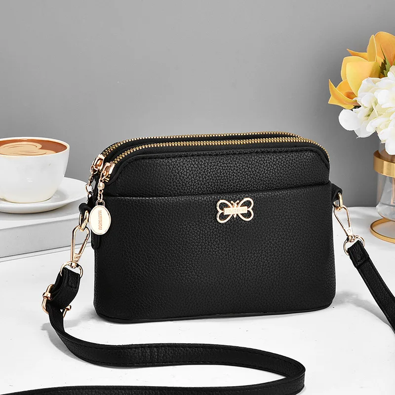 

Hot Selling Soft Leather Women Casual and Fashionable One Shoulder Crossbody Bag Mini Horizontal Phone Key Zero Wallet for Women