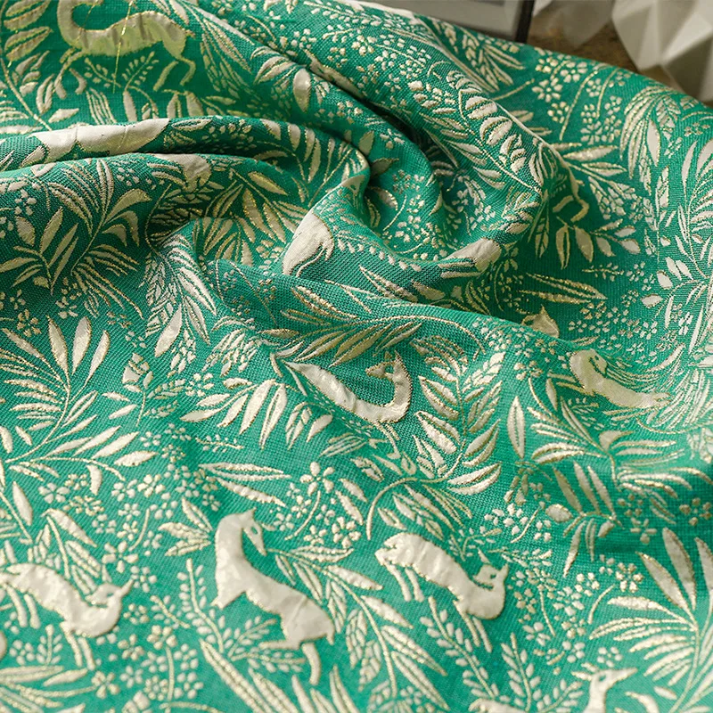 

Weaving Gold Embossed Deer Branches Jacquard Fabric Luggage Dress Sewing Fabric 50cmx145cm