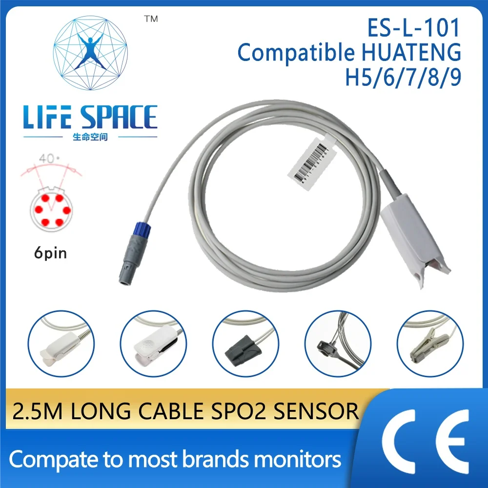 

Pulse Oximeter Spo2 Probe Compatible HUATENG 6pin double Monitors use Accessories Monitor Cardiaco Medical Multiparametric