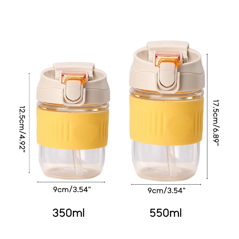 Y1UB 350 мл/550 мл Простая стеклянная чашка для кофе с крышкой Соломенная прозрачная