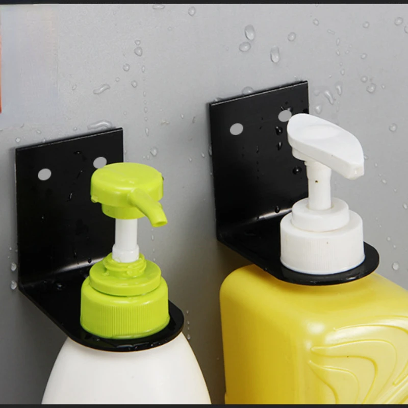 

1Pc Wall Mounted Soap Bottle Holder Free of Punch Metal Hook Stainless Steel Bottle Hanger Stand Traceless Kitchen Supplies
