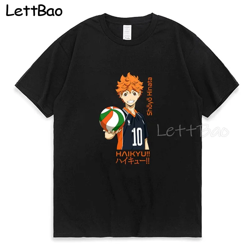 

Футболка Haikyuu Shoyo Hinata, смешная хлопковая футболка с коротким рукавом и круглым вырезом, футболка в стиле хип-хоп, одежда в стиле панк для подр...