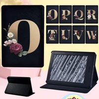 tablet case for kindle ereader paperwhite 1 2 3 4 5kindle 108th gen high quality flowers gold 26 letters pattern stand cover