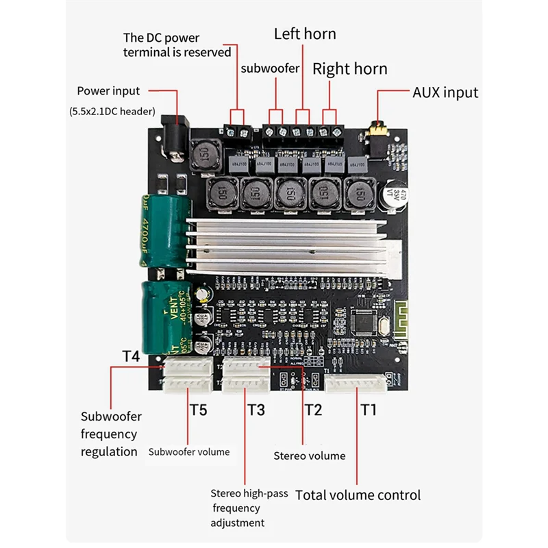 -Плата усилителя мощности TB22P 5.1bluetooth 50 Вт плата слева и справа с сабвуфером 100 для