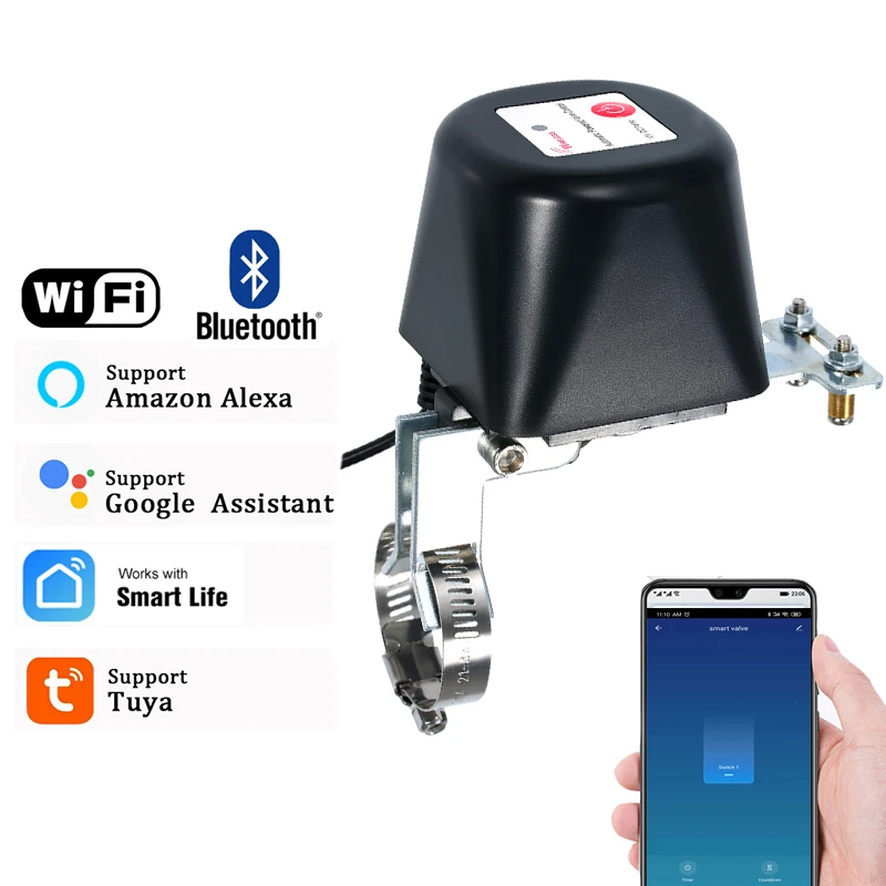 

Умный контроллер клапана Tuya Wi-Fi, Bluetooth для воды и газа, автоматическое выключение, совместим с Alexa Google Assistant SmartLife