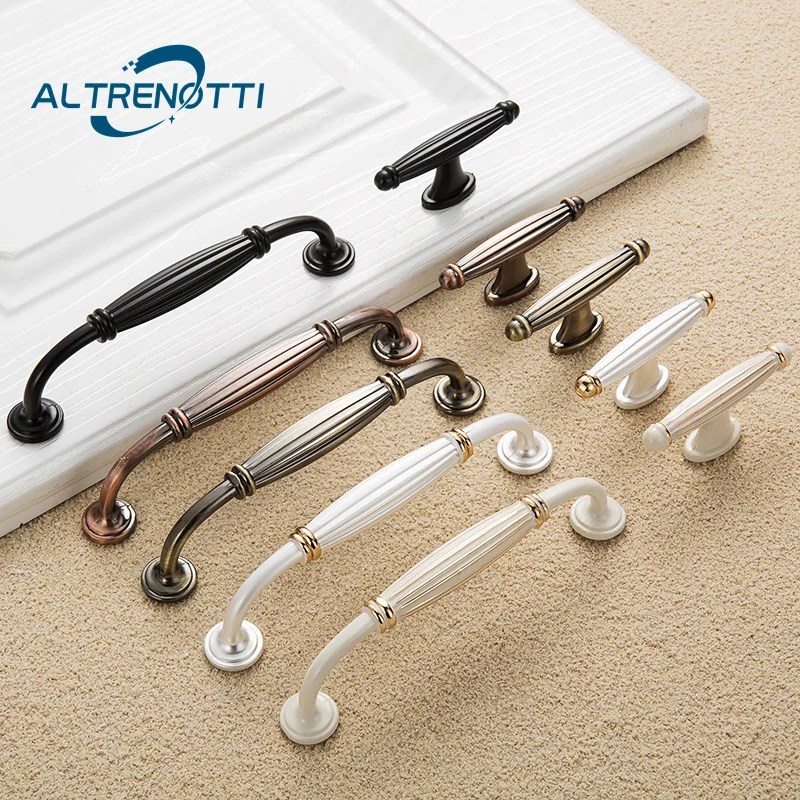 

European Zinc Alloy Kitchen Cabinet Handles For Furniture Cupboard Wardrobe Door Pull Dresser Closet Drawer Solid Knobs Hardware