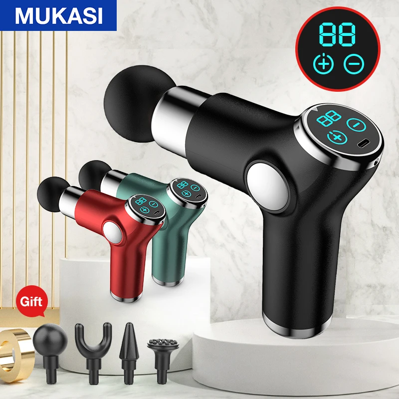 

MUKASI LCD Massage Gun Electric Neck Massager Smart Hit Fascia Gun for Body Massage Relaxation Fitness Muscle Pain Relief
