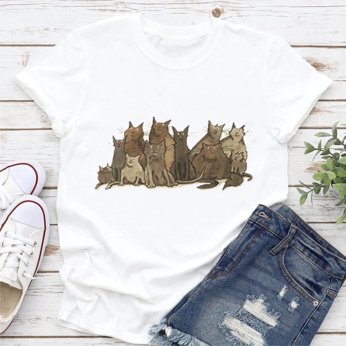 

Винтажная модная Милая повседневная одежда, модная футболка с коротким рукавом и принтом, летний топ, базовая женская футболка с рисунком животных