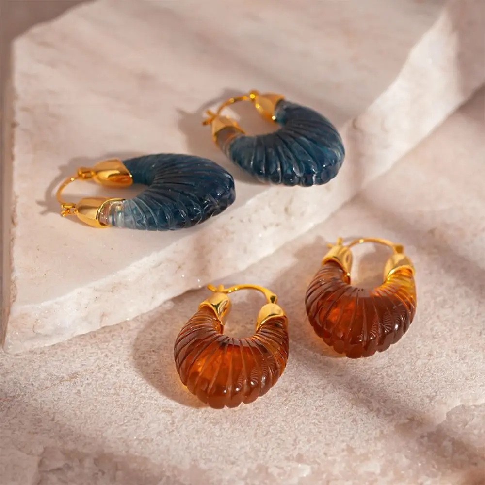 Большие серьги-кольца с геометрическим рисунком для пожилых людей винтажные