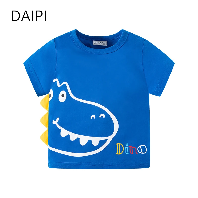 

New Dinosaur Print T-shirt Fashion Child Street Casual Sports Shirt 2022 Boy O-neck T-shirt 2-10 Year Kids Summer Clothes