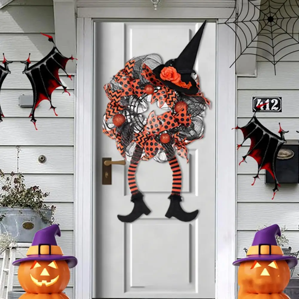 

Festive Halloween Decor Spooky Witch Hat Leg Door Hanging Wreath Durable Halloween Decoration for Festive Party Happy Supplies
