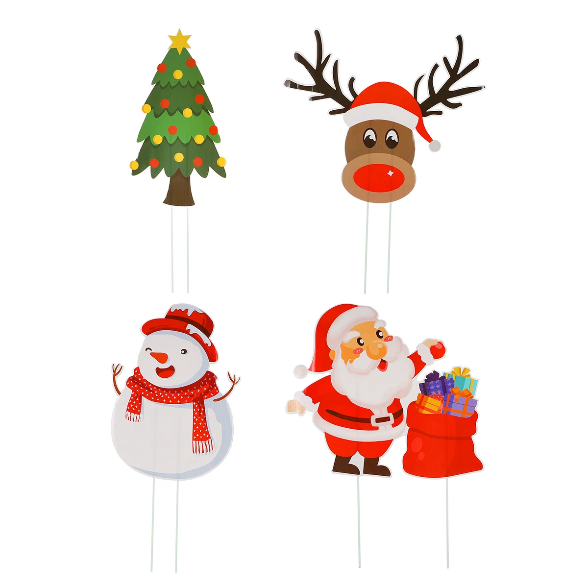 

Christmas Sign Santa Stakes Garden Holiday Lawn Signs Outdoor Decorations Stake Snowman Claus Cupcake Picks Reindeertoppers