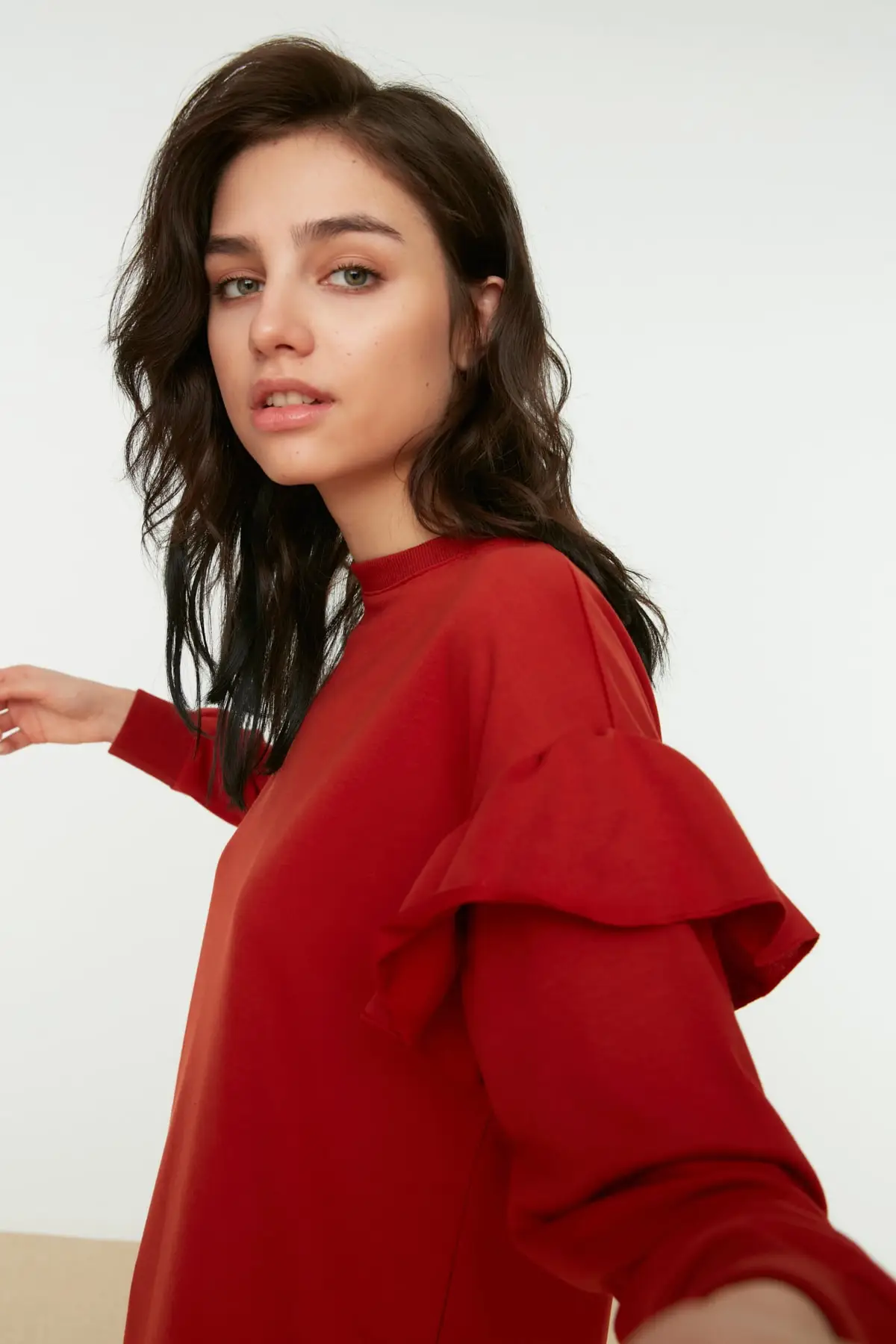 

Women's Sweatshirt Tile Crew Neck Sleeve Frilly Knitted Hoodies Fashion All Season New Designer Pullovers Fleece Hoodies