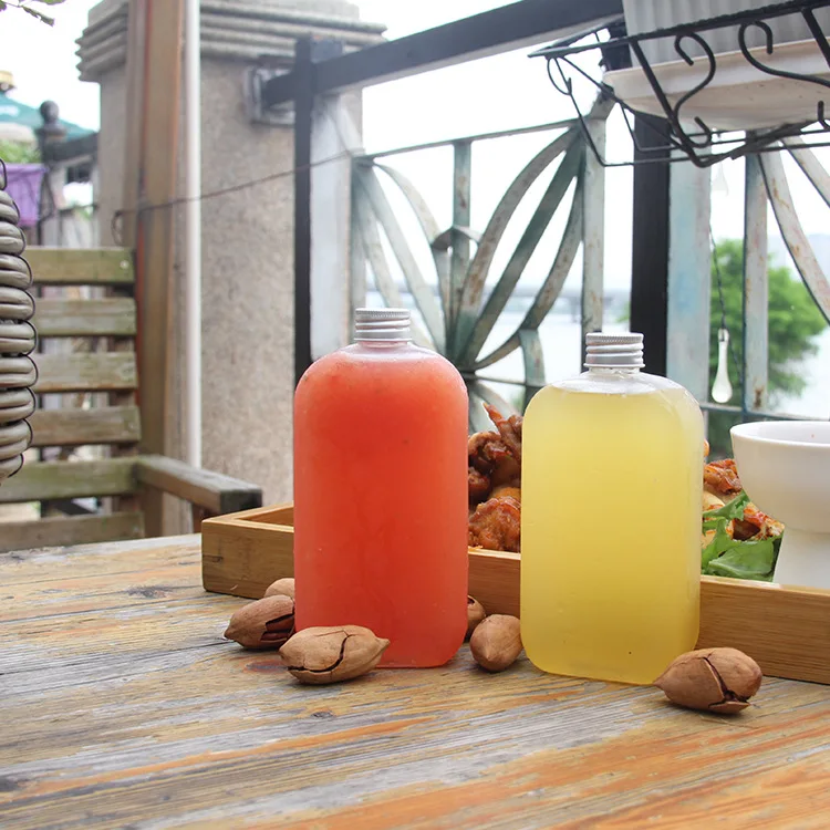 Популярные модели 400 мл бутылка для молока и чая в том же стиле плоская Квадратная