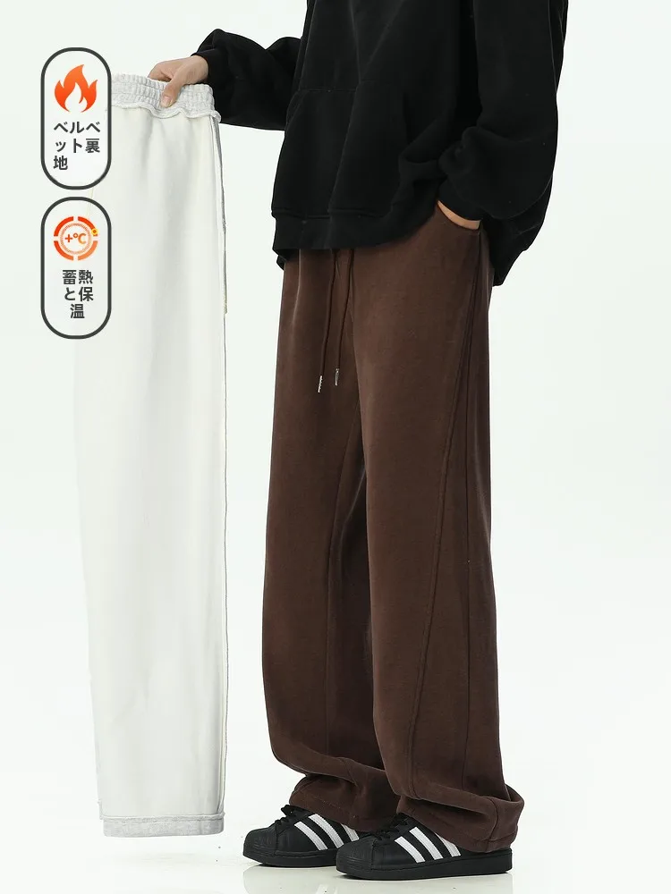 Wukong Goods Зимние утолщенные драпированные спортивные штаны в стиле ретро на