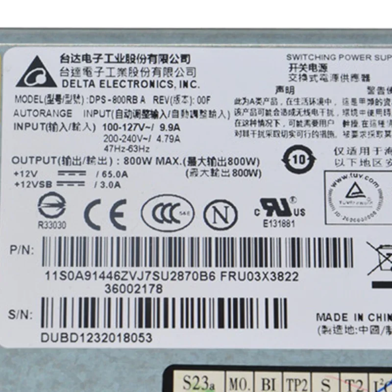 Импульсный источник питания 800 Вт DPS-800RB C A 03X3822 для сервера RD630 RD640 RD530 RD540 RD430 гибкий