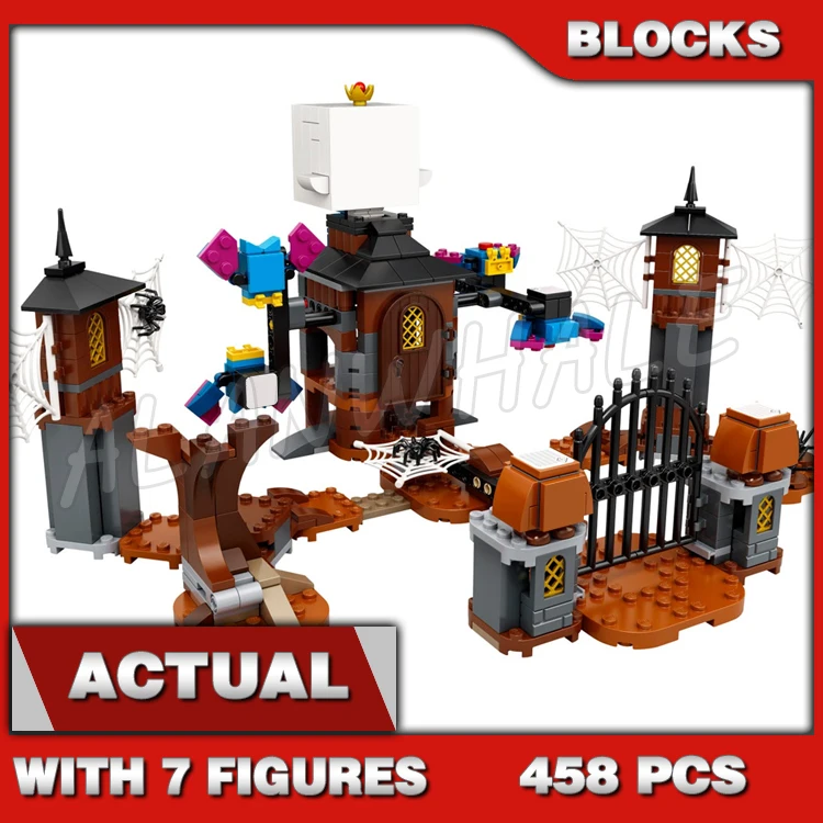 

458pcs Super Plumber Games King Boo and the Haunted Yard Spinning Swoops 60028 Building Blocks Toys Compatible With Model