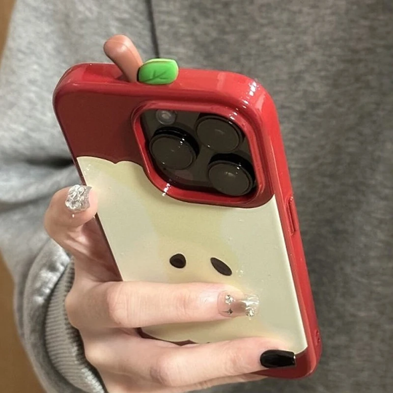 Силиконовый чехол для iPhone 3D Red Apple Core с подставкой, противоударный защитный чехол для iPhone 16, 15, 14, 13, 12 Pro Max, милый подарок (art.: 3920d1b045ead) - 3920d1b045ead