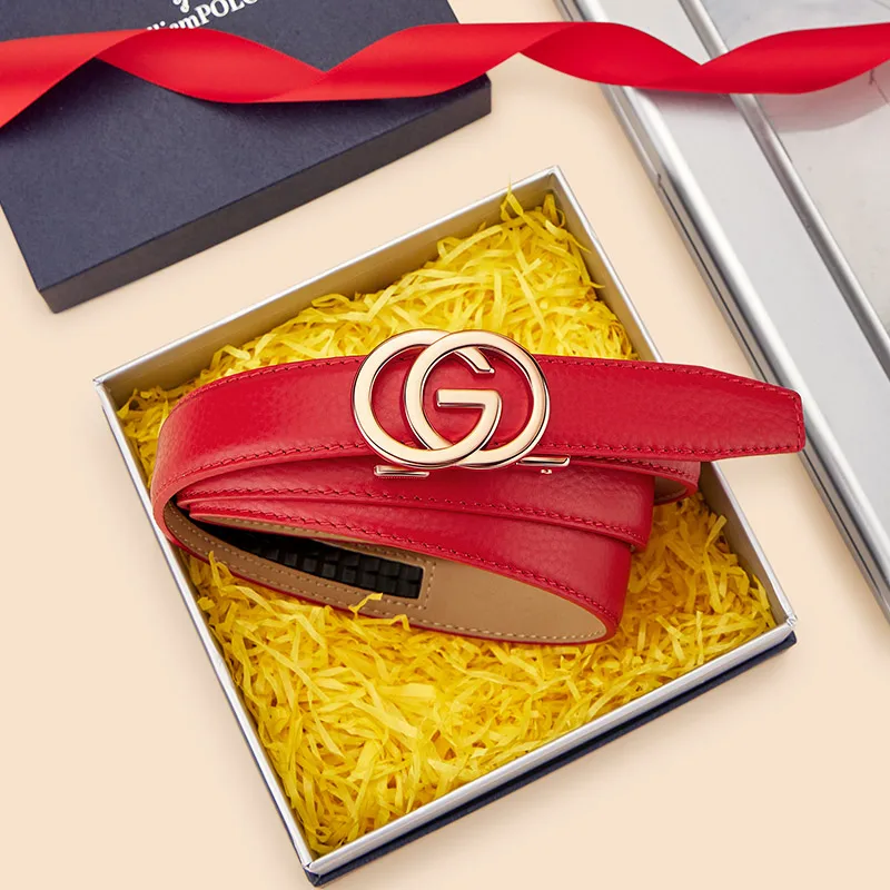 High grade women's belt Fashion leather belt Automatic buckle letter G-shaped personality belt