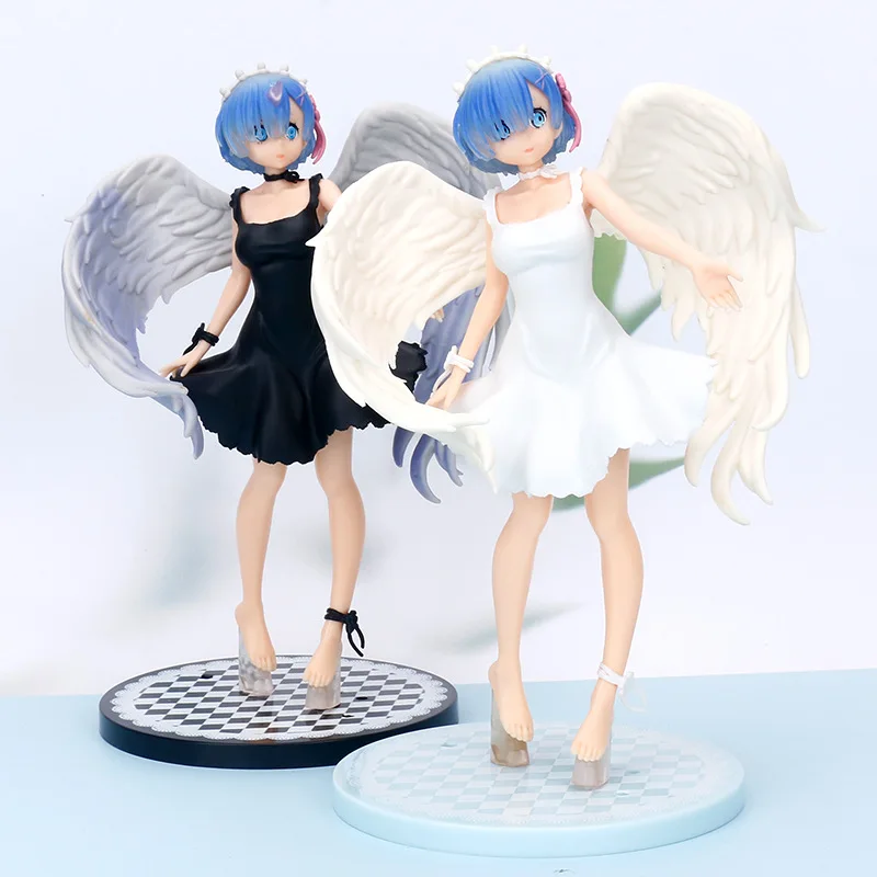 

New 21cm Anime Figure Re:Life In A Different World From Zero Rem Figurine Winged Rem Angel Wings Girl Rem Table Decoration Toys