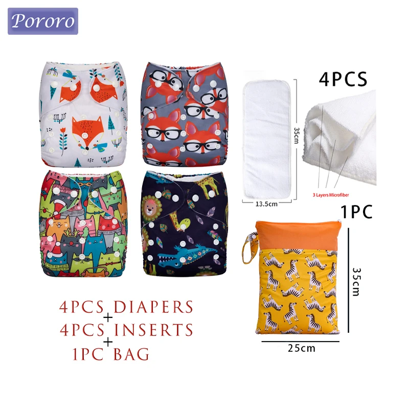 

Pororo 1 Set 0-36 Month Infant Adjustable Pocket Diaper Reusable Ecological Waterproof Eco-friendly Nappy Baby Cloth Diaper Suit
