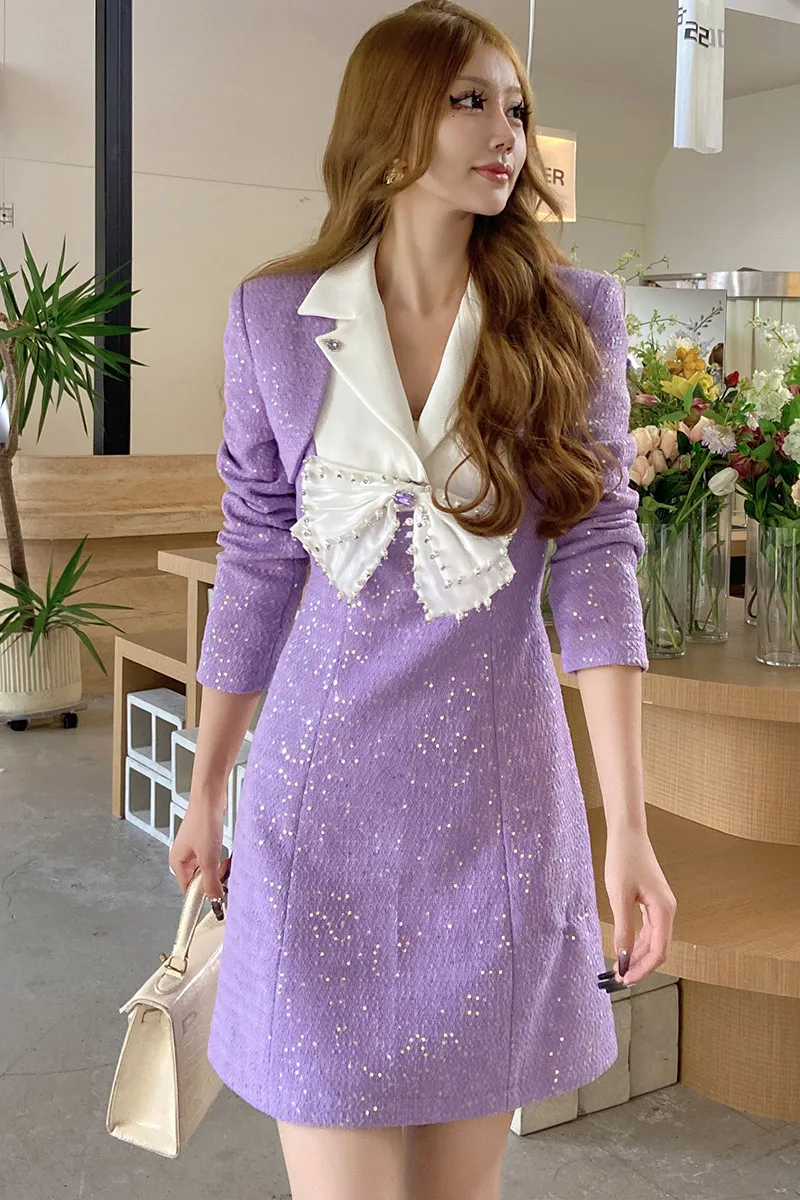 

Dabuwawa Sequins Bow Patchwork Dress Women 2023 New Collection Vintage Rivet Empire Skirt Korean Reviews Many Clothes DM1CDR019