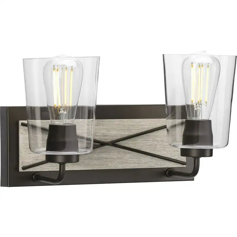 

Collection Two-Light Graphite Clear Glass Coastal Vanity Light