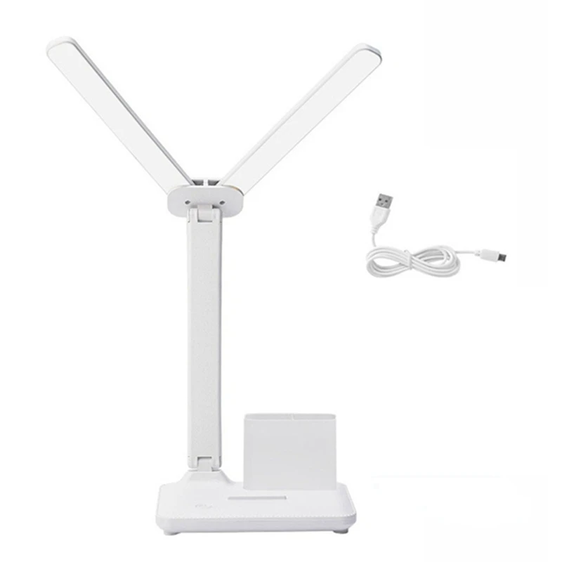 

Настольная Светодиодная лампа с двойной головкой, 32 светодиода, настольная лампа с зарядкой от USB, защита глаз для дома/офиса