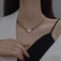 leeker classic round attractive clavicle chain necklace for women gold color link choker cubic zirconia jewelry 2022 844 lk2