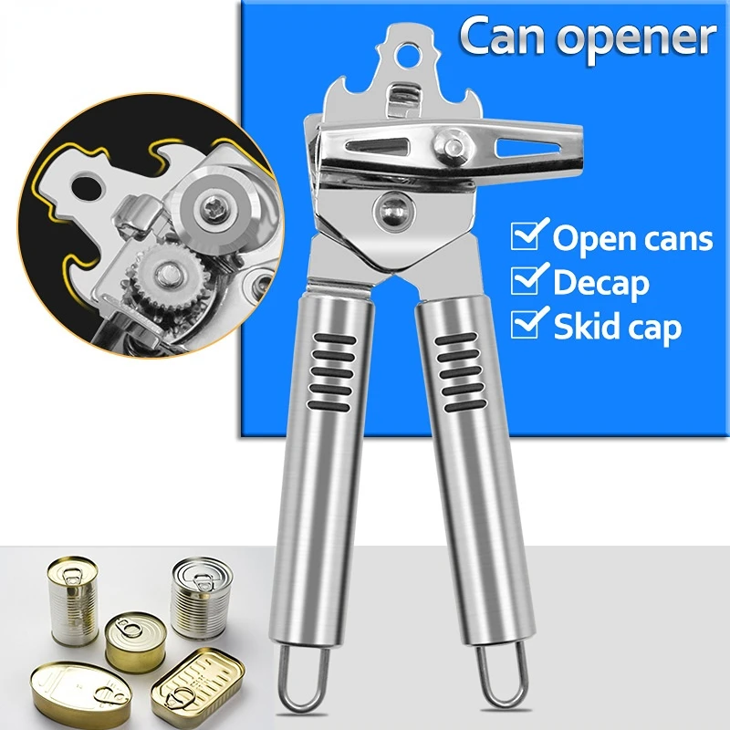 

Stainless Steel Manual Can Opener Professional Effortless Openers with Turn Knob Household Kitchen Useful Tools