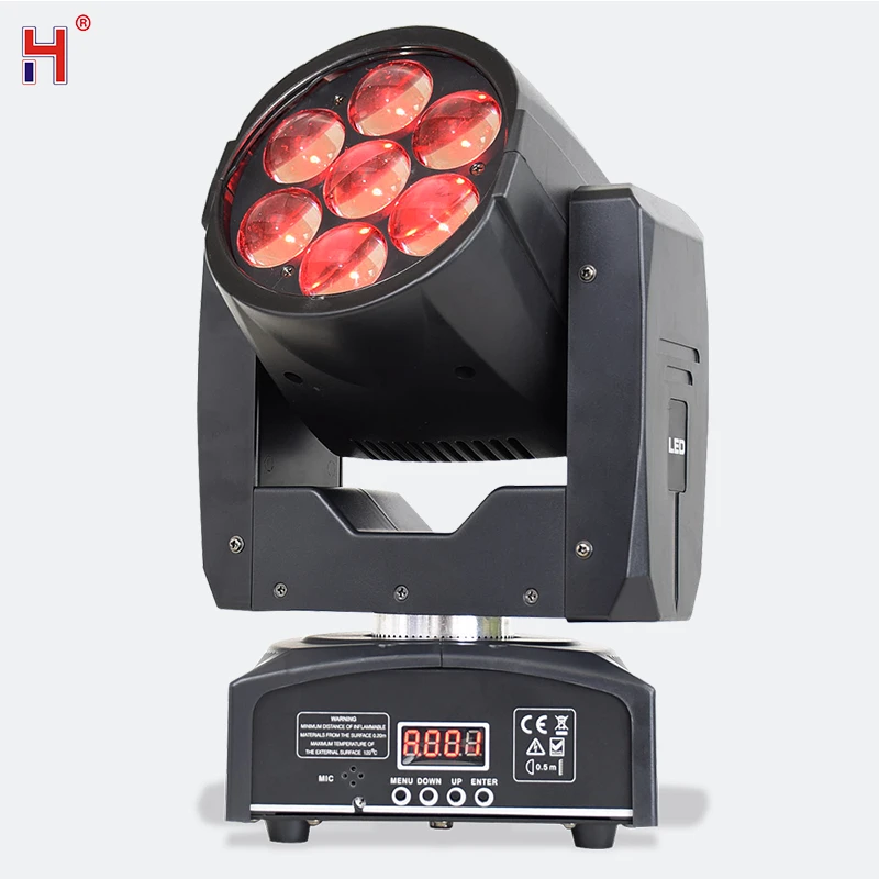 

DMX512 7X12W Led Wash Zoom RGBW Moving Head Light Stage Spotlight Sound Activated For DJ Lights Nightclub Disco Party Bar Show