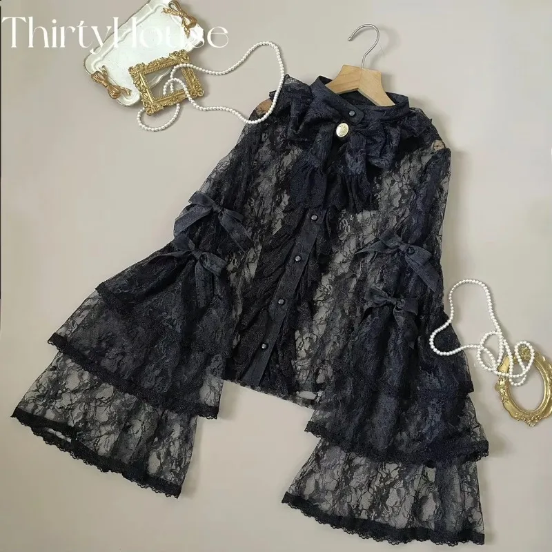 Рубашка с длинными рукавами в стиле ретро Jirai Kei осенняя рубашка универсального