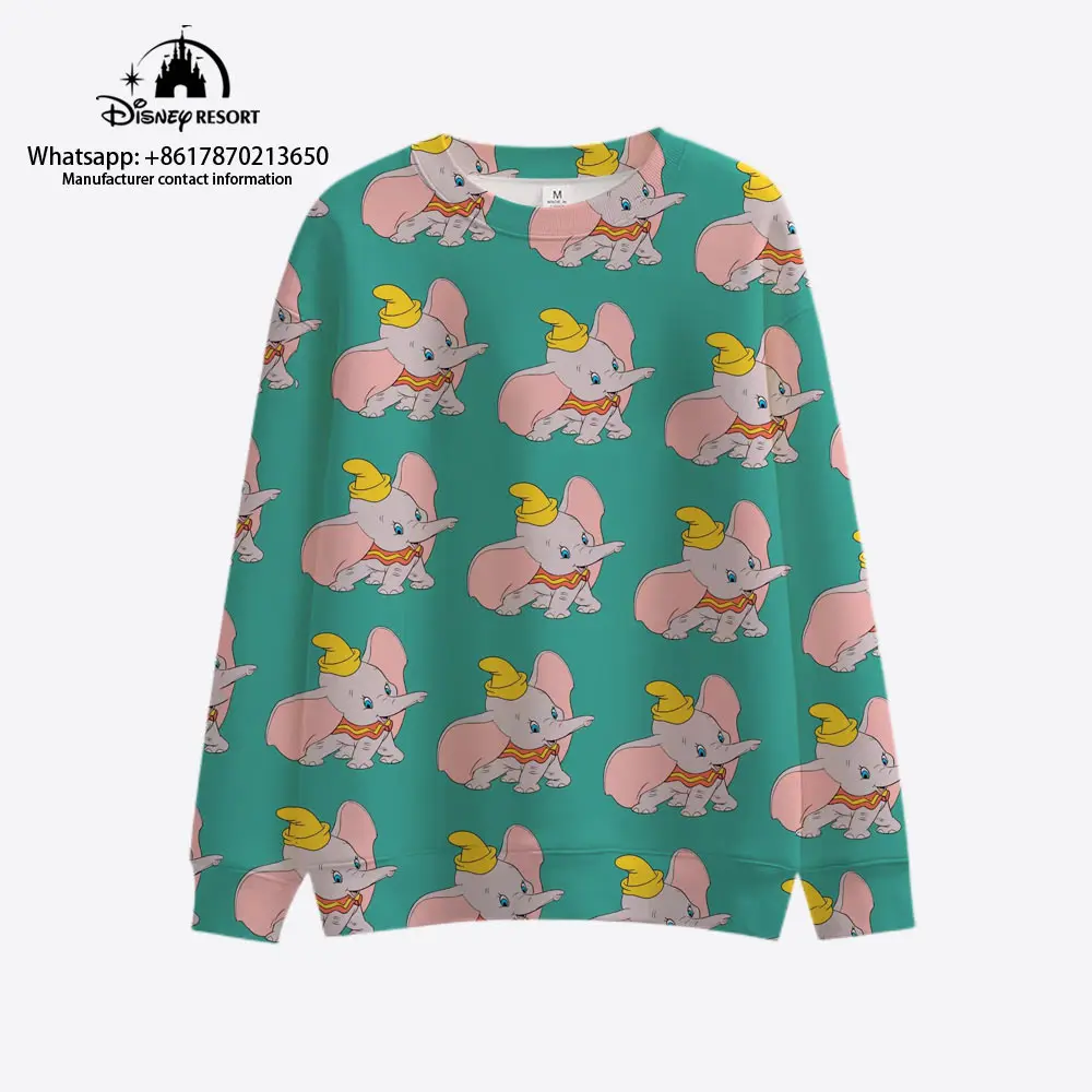

Spring and Autumn y2k Harajuku Street Round Neck Sweater Disney Brand Dumbo Anime Print 2023 New Fashion Casual Tops