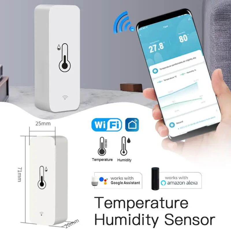 

Умный гигрометр Tuya, Wi-Fi датчик влажности и температуры в помещении, работает с приложением Smart Life