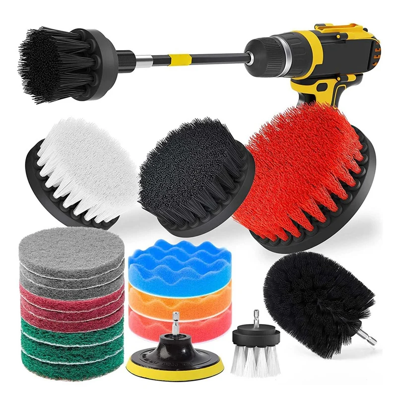 

20 Piece Drill Brush Power Scrubber Cleaning Brush Extended Long Attachment Set All Purpose Drill Scrub Brushes Kit