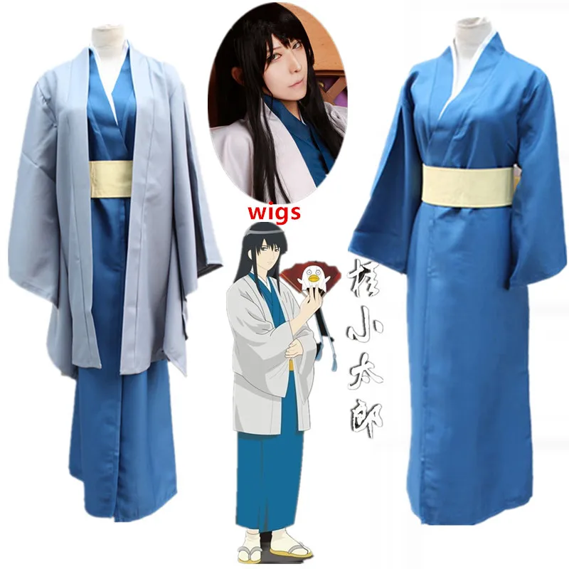 

Anime GINTAMA Katsura Kotarou cosplay costume Mens Japanese kendo kimono suit wigs halloween cosplay party outfit uniform