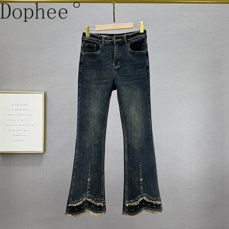 Утолщенные флисовые джинсы для женщин новые осенне-зимние горячие Drurso Tassel прямые