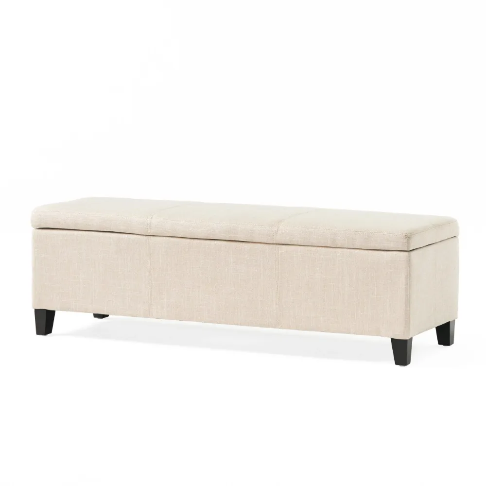 

Noble House James Fabric Storage Ottoman, Light Beige