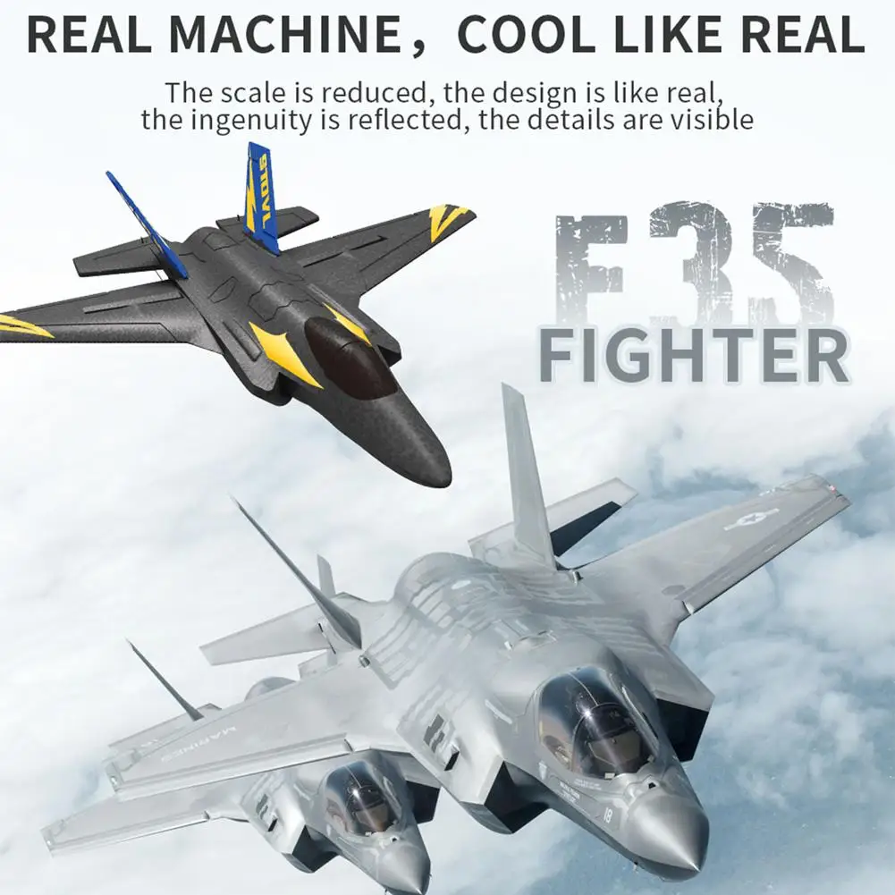 Радиоуправляемый самолет Kf605 F35, 2,4 ГГц, 4 канала, 6-осевой гироскоп, радиоуправляемый самолет Epp, 15 минут полета, радиоуправляемый самолет с дистанционным управлением, игрушки для мальчиков