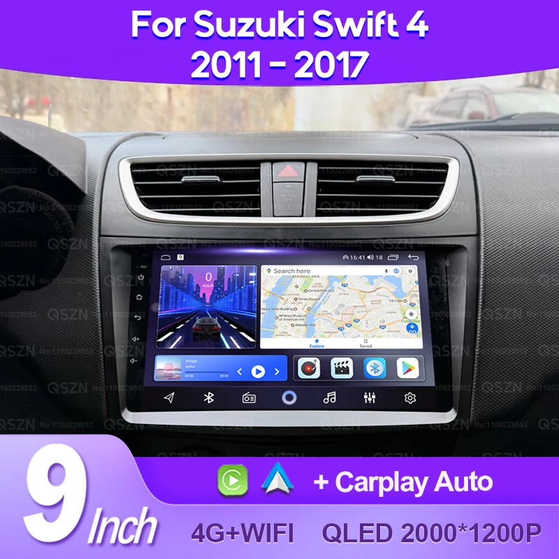 QSZN для Suzuki Swift 4 2011-2015 2017 Android 13 Автомобильный радиоприемник Мультимедийный